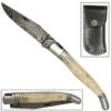 Camel Bone Handle Laguiole Slipjoint Damascus Folding Knife
