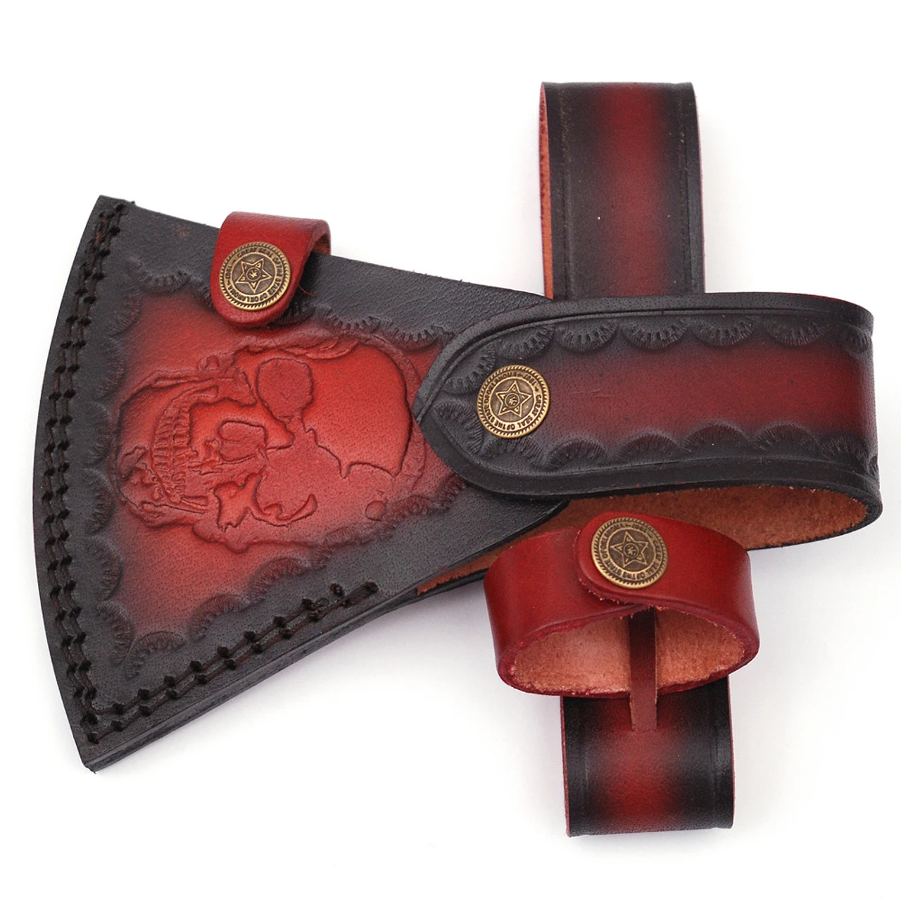 Snake Skull Warrior Bushcraft Axe Wood Burnt Handle - Image 7