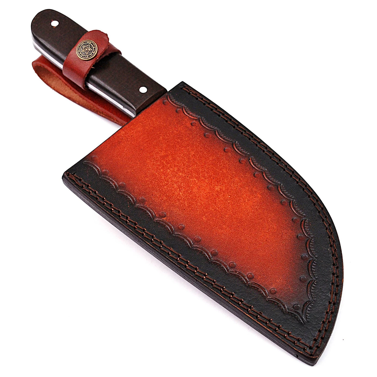 Berdella Handmade Damascus Steel Full Tang Serbian Cleaver Knife - Image 5