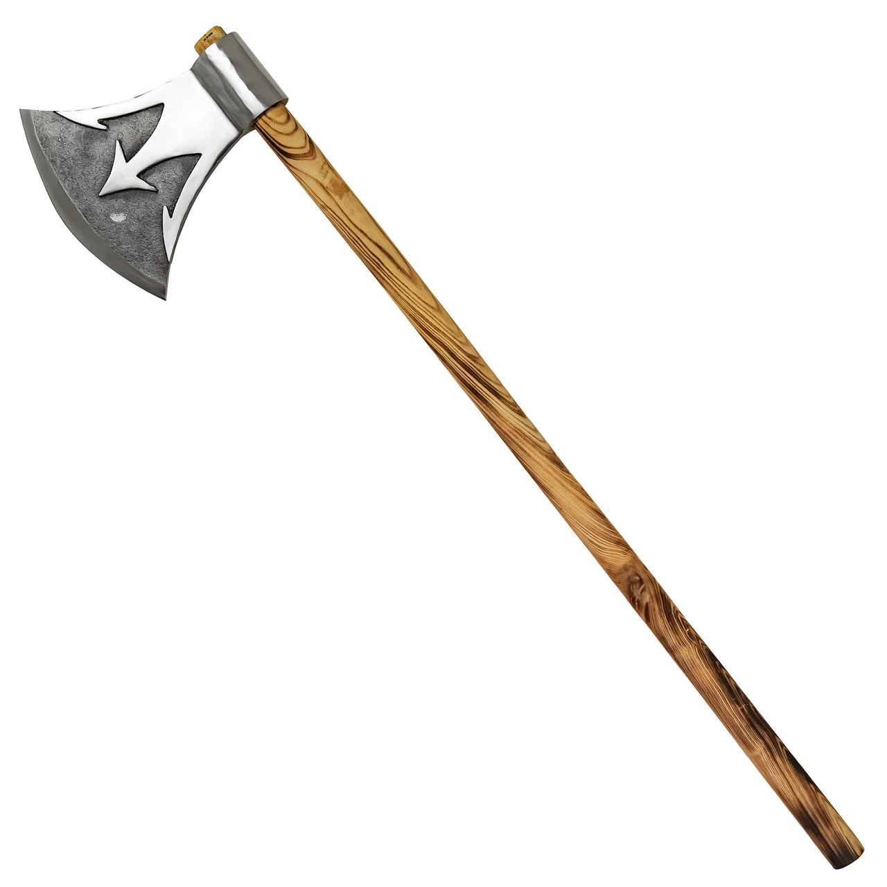 Briny Deep Hand Forged Large Two-Handed Outdoor Camping Functional Costume Axe W/ Trident Motif