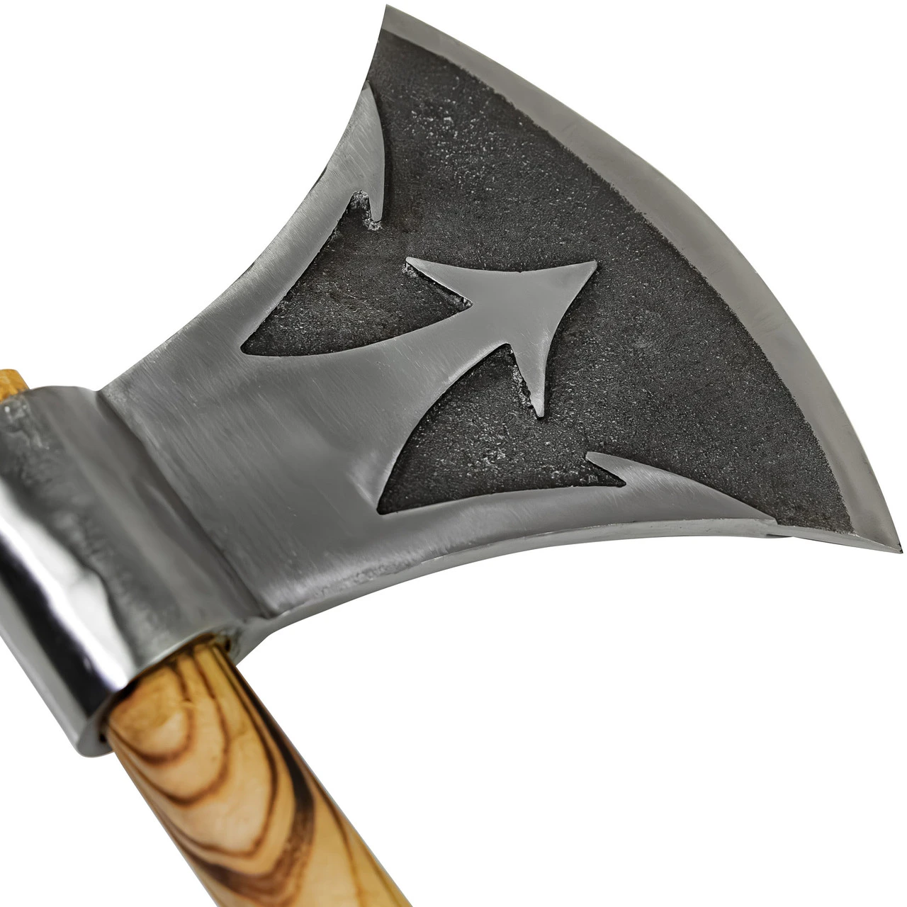 Briny Deep Hand Forged Large Two-Handed Outdoor Camping Functional Costume Axe W/ Trident Motif - Image 6