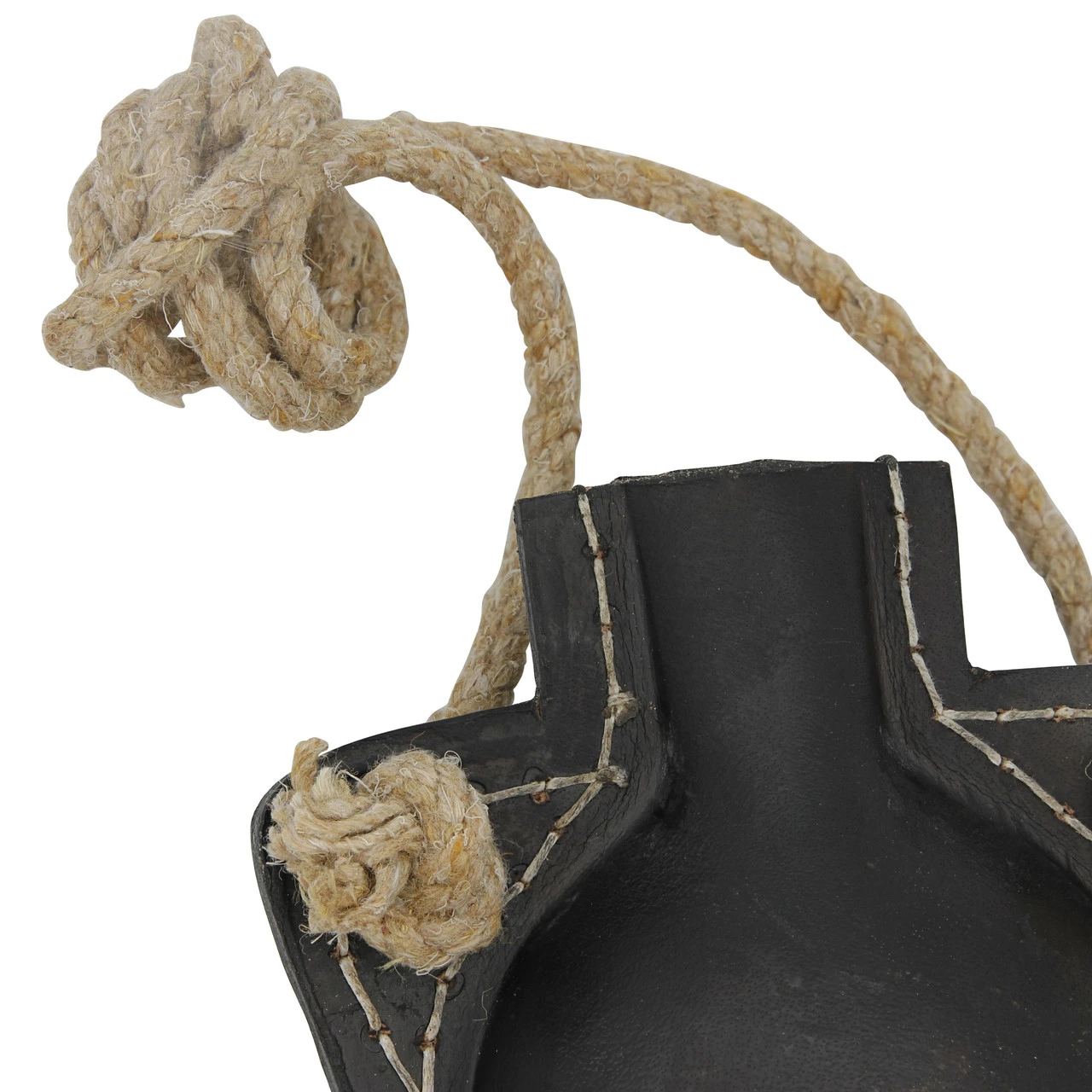 Adam’s Ale Functional 48 Oz. Genuine Black Leather Drinking Canteen Bottle W/ Rope Strap & Wooden Stopper - Image 2