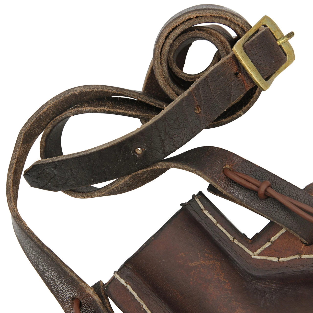 Ranch Hand 48 Oz. Handmade Brown Genuine Leather Bottle Canteen W/ Wooden Stopper & Leather Shoulder Strap - Image 2