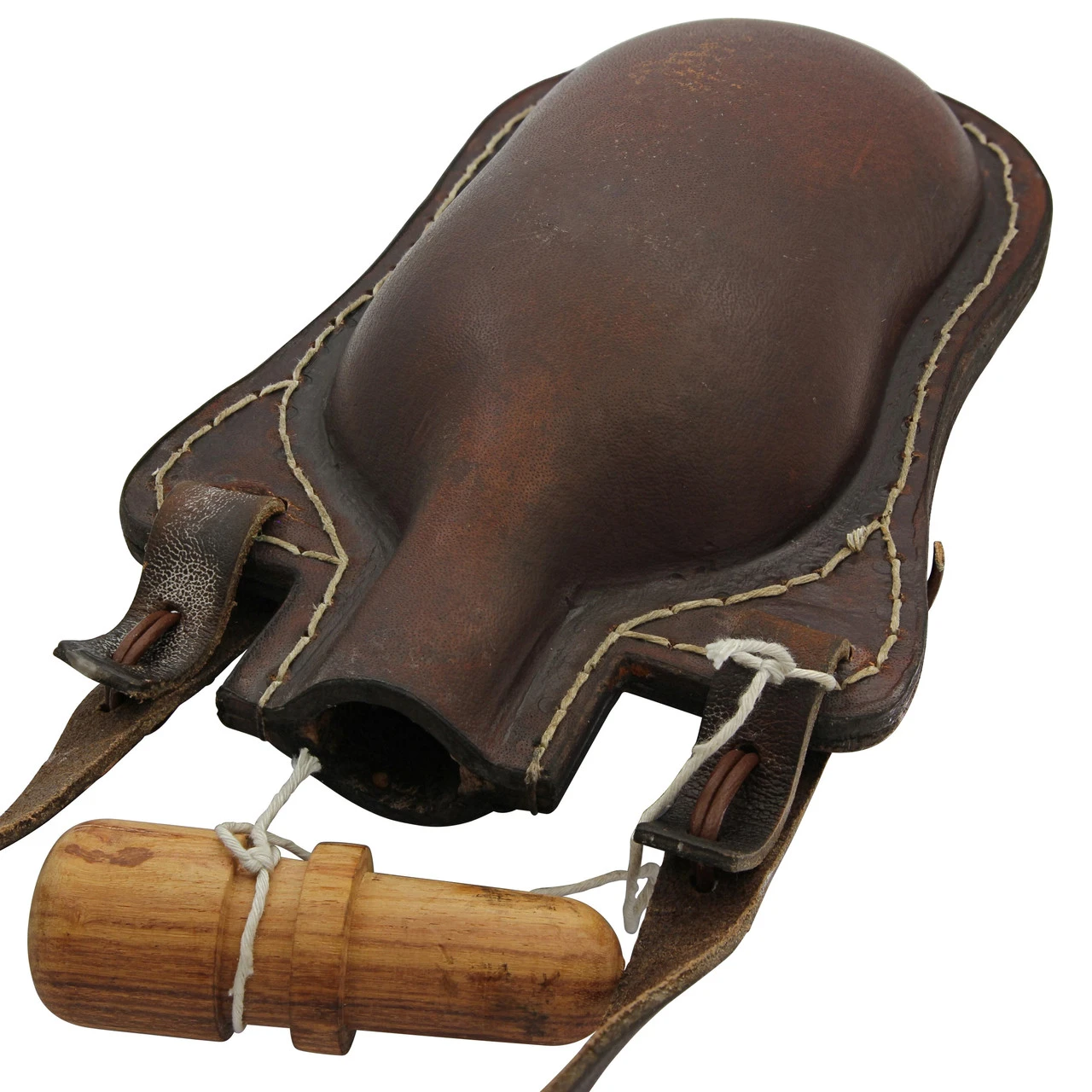 Ranch Hand 48 Oz. Handmade Brown Genuine Leather Bottle Canteen W/ Wooden Stopper & Leather Shoulder Strap - Image 4