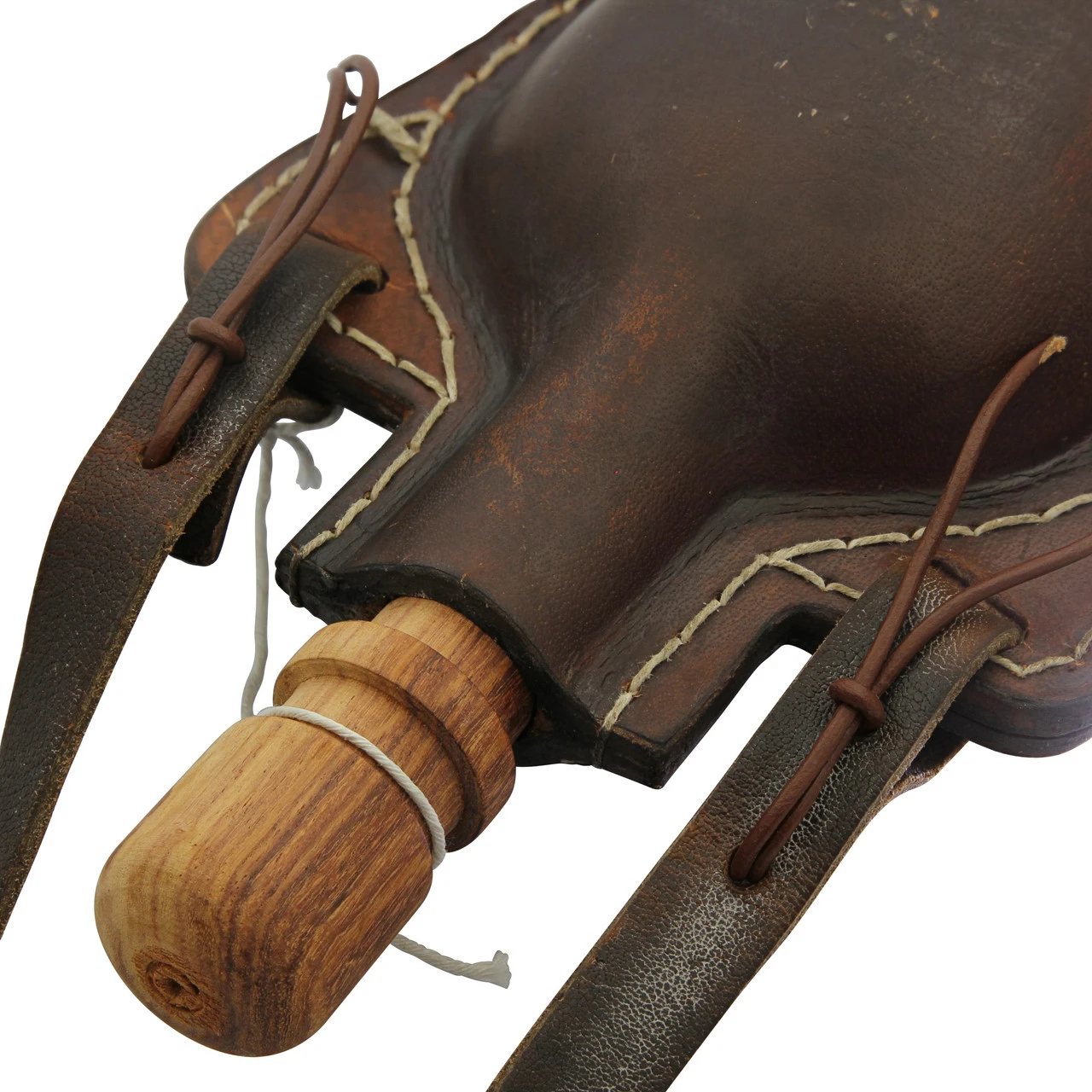 Ranch Hand 48 Oz. Handmade Brown Genuine Leather Bottle Canteen W/ Wooden Stopper & Leather Shoulder Strap - Image 5