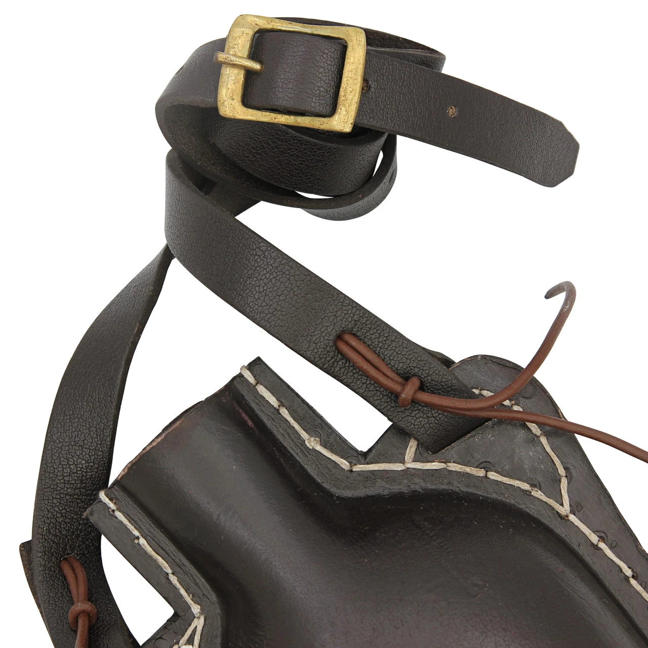 Hoof It 48 Oz. Natural Handmade Dark Brown Genuine Leather Drinking Bottle Canteen W/ Leather Shoulder Strap & Wooden Stopper - Image 2