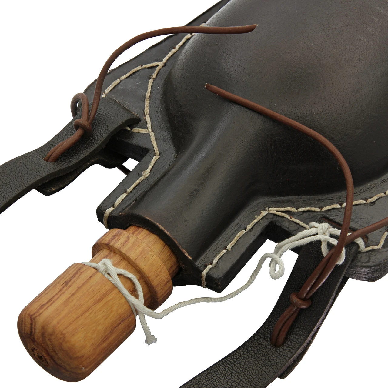 Hoof It 48 Oz. Natural Handmade Dark Brown Genuine Leather Drinking Bottle Canteen W/ Leather Shoulder Strap & Wooden Stopper - Image 5
