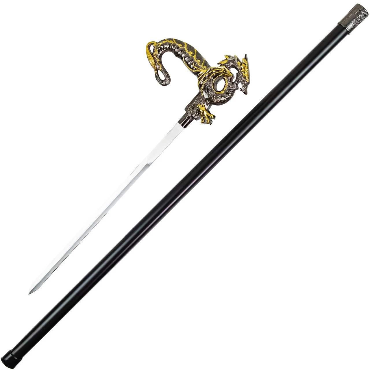 Wyvern Of Wisdom Ornate Dragon Hidden Blade Sword Cane