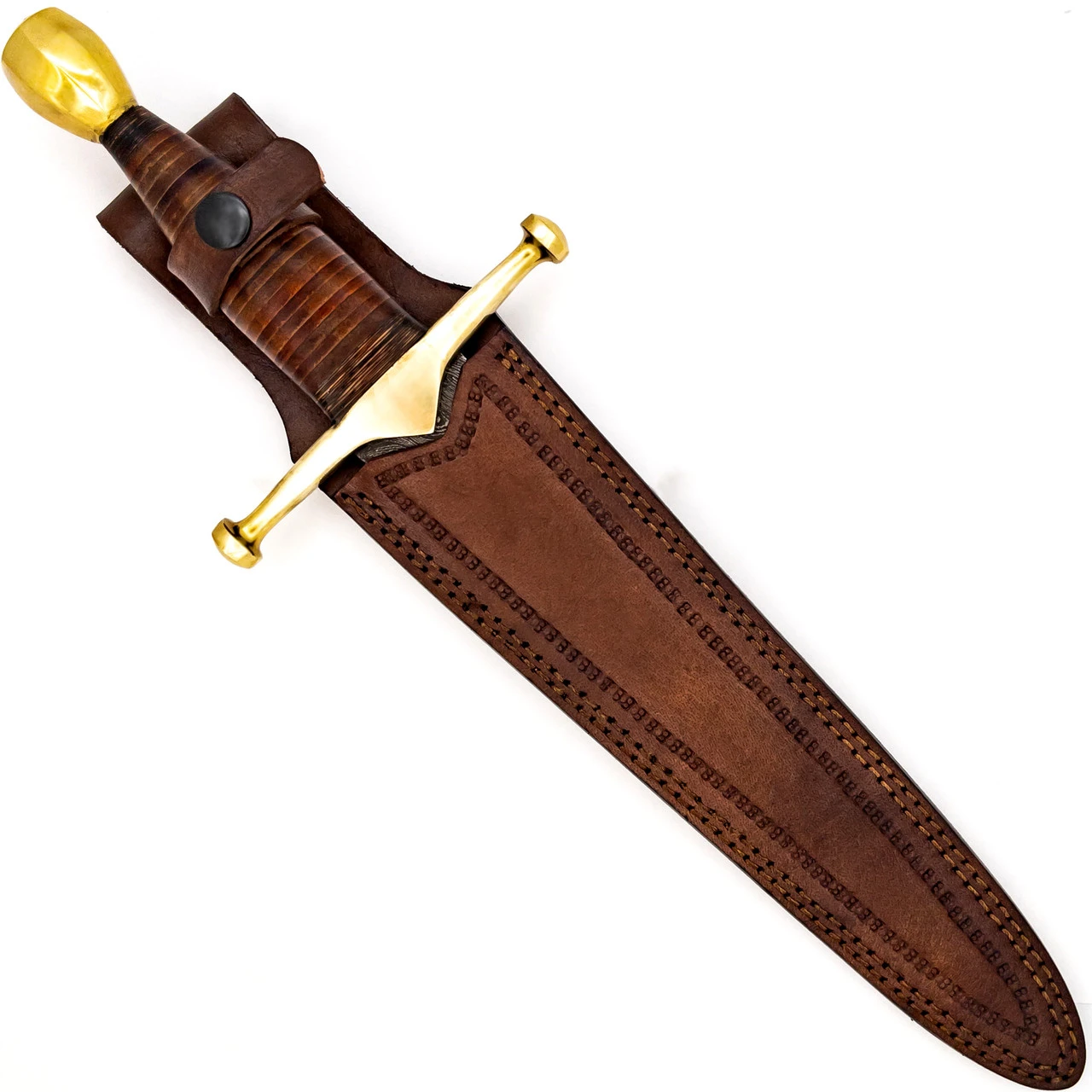 King Of Thieves Full Tang Damascus Steel Arming Dagger Short Sword - Image 5