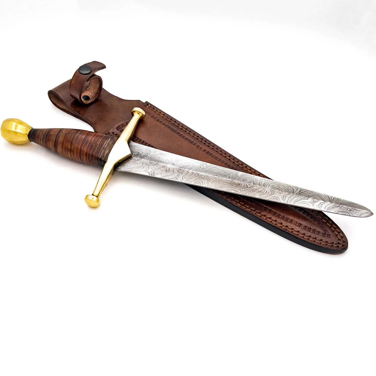King Of Thieves Full Tang Damascus Steel Arming Dagger Short Sword - Image 2