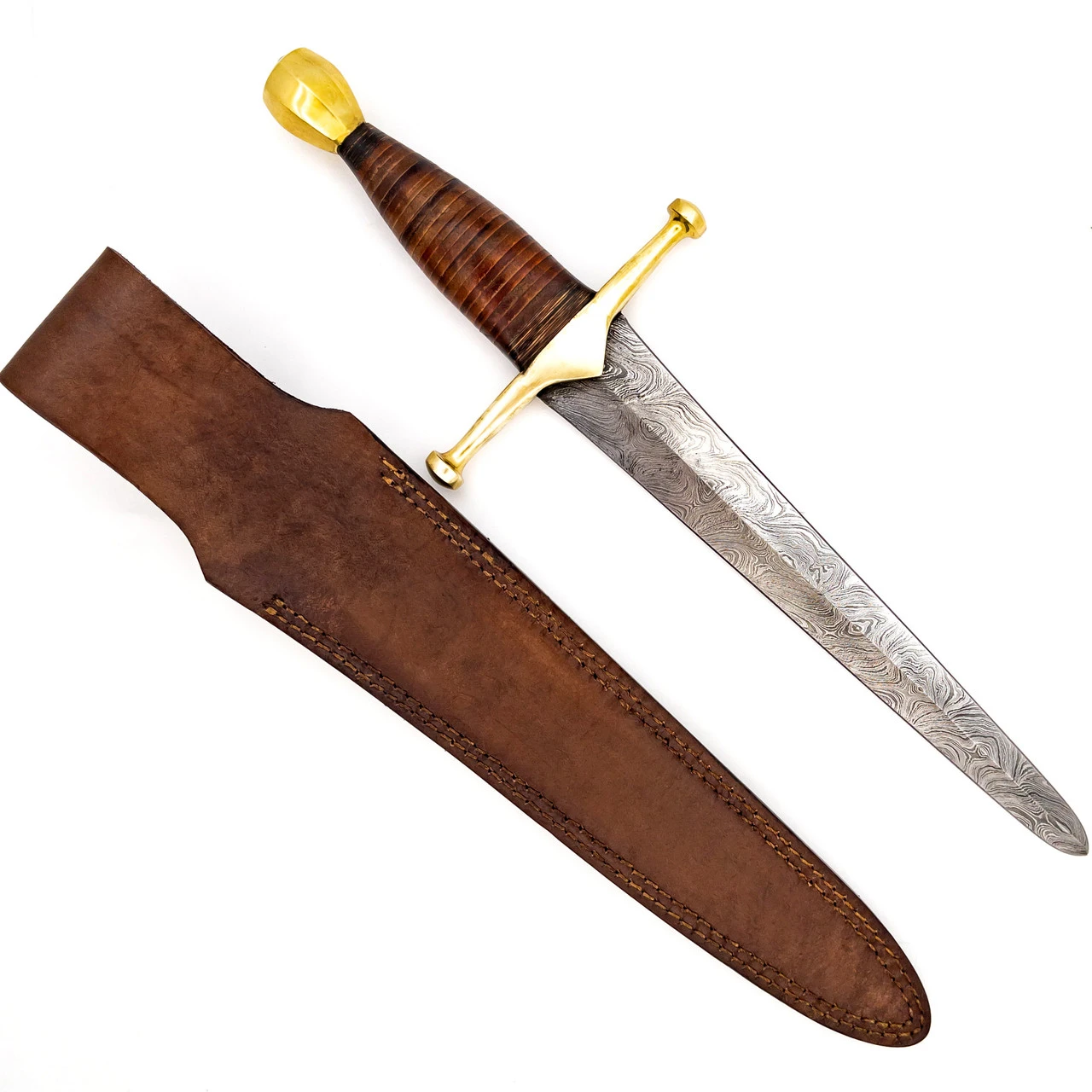 King Of Thieves Full Tang Damascus Steel Arming Dagger Short Sword - Image 6