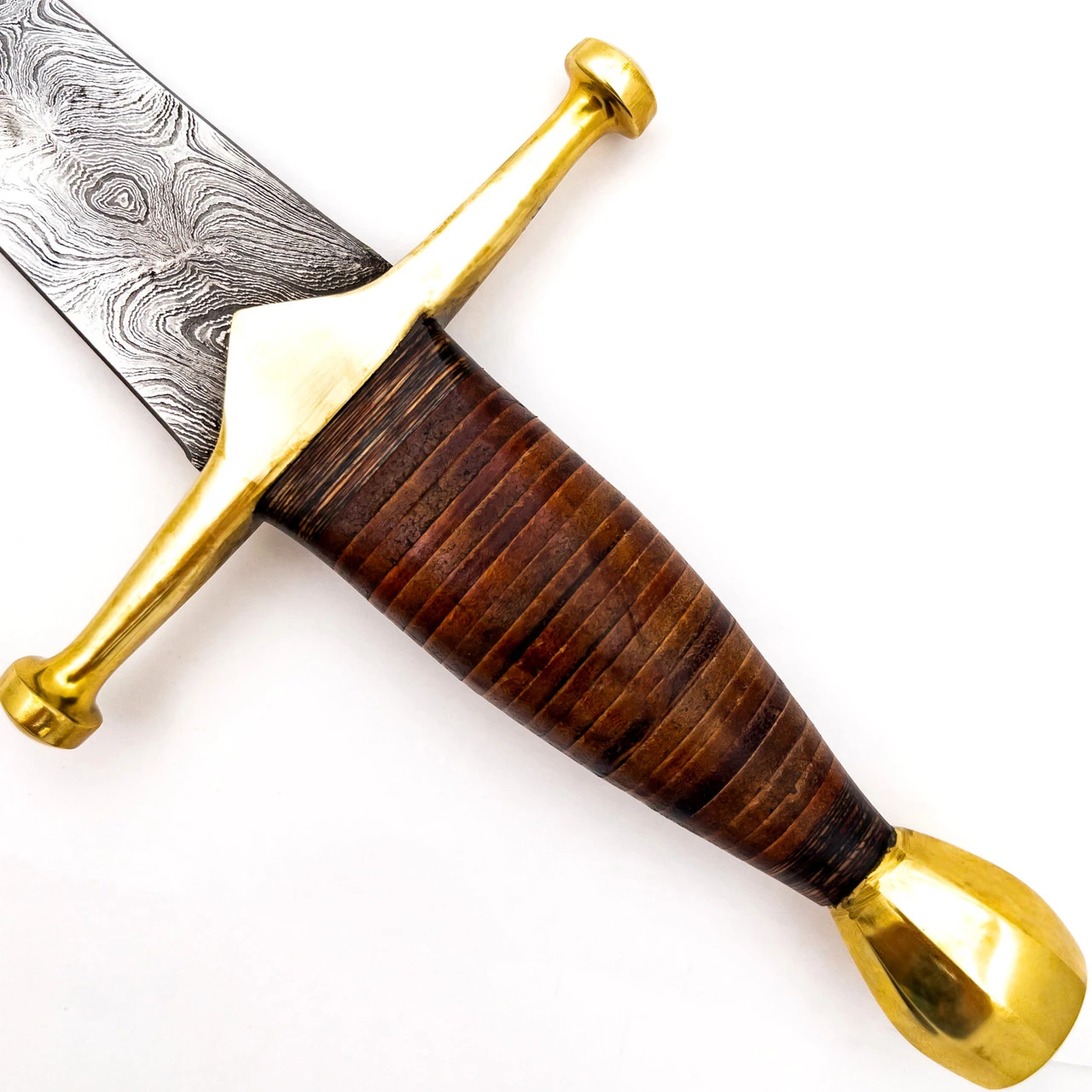 King Of Thieves Full Tang Damascus Steel Arming Dagger Short Sword - Image 3