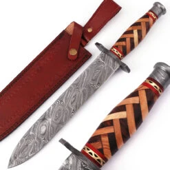 Arabian Nights Damascus Steel Dagger With Leather Sheath