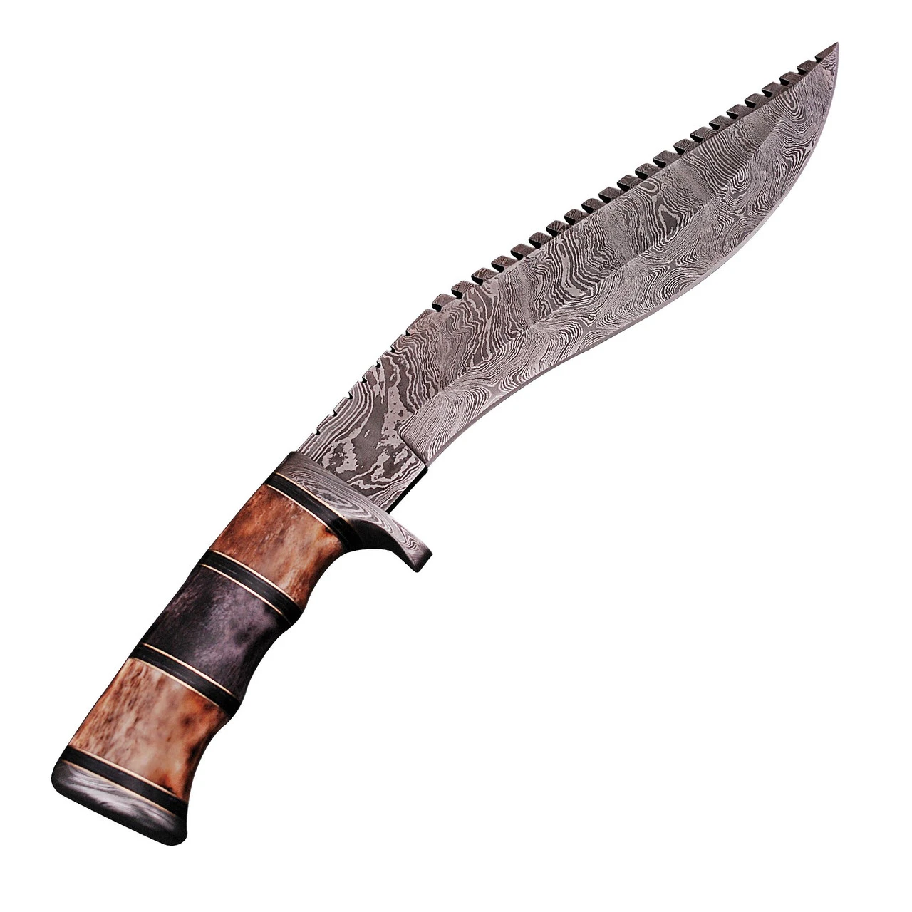 Righteous Victory Damascus Steel Kukri Sawback Machete Hunting Knife With Sheath - Image 5