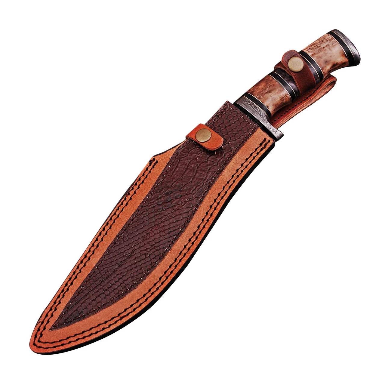 Righteous Victory Damascus Steel Kukri Sawback Machete Hunting Knife With Sheath - Image 4