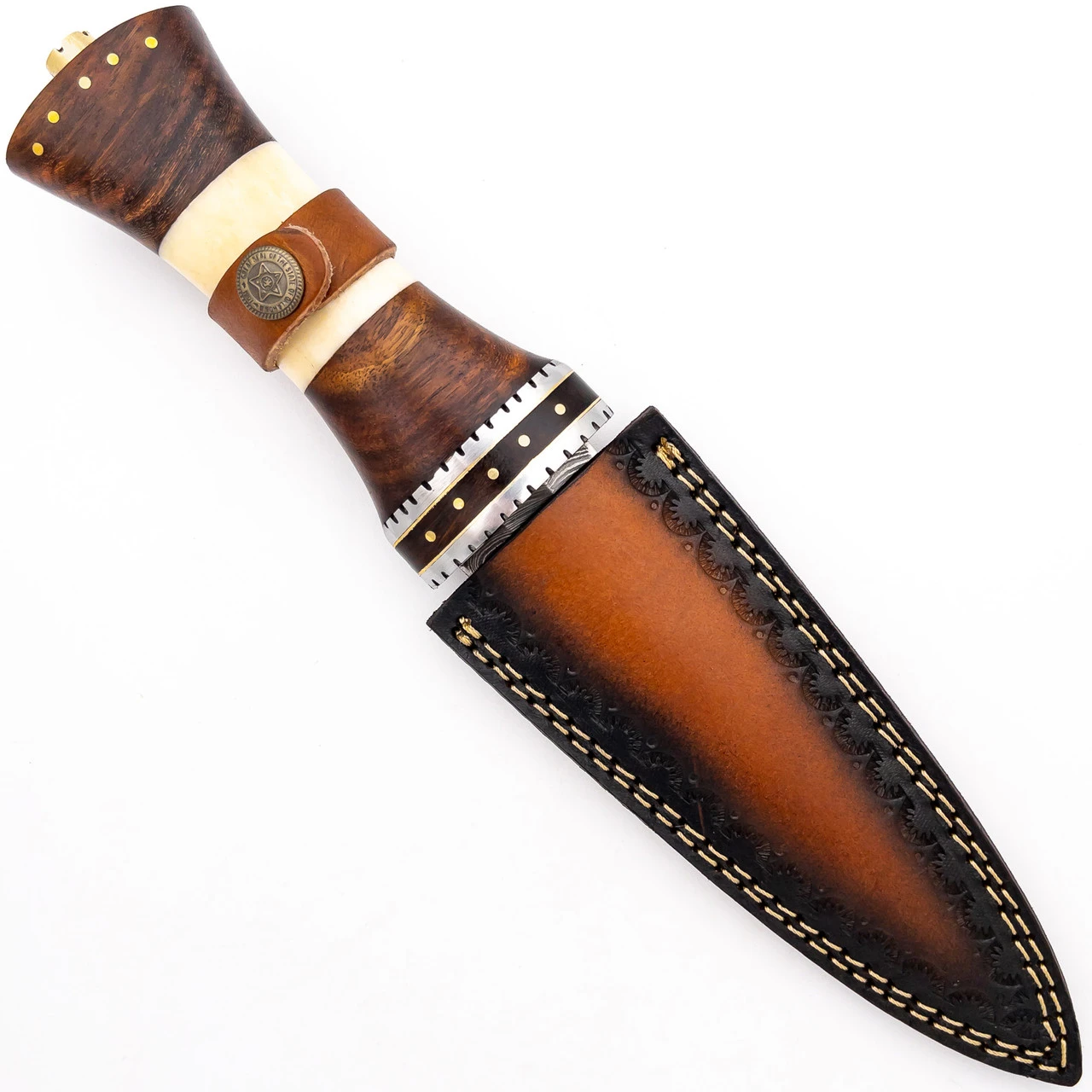 Tribal Totem Damascus Spear Point Fixed Blade Knife - Image 5