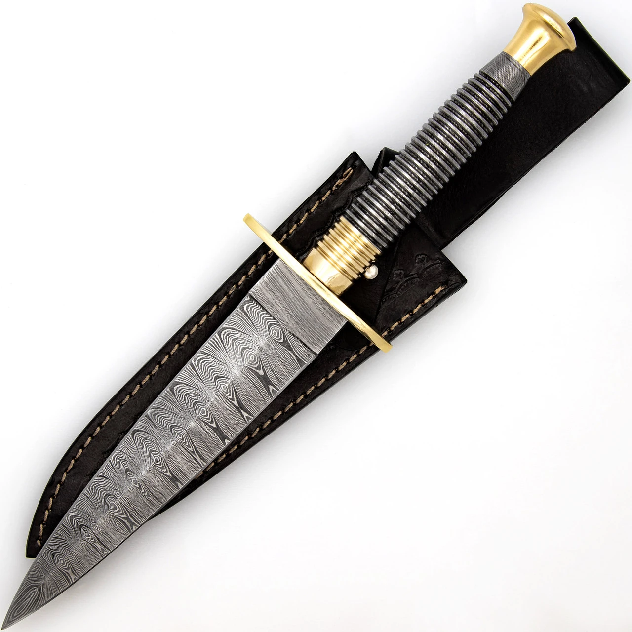 Full Damascus Steel Commando Knife | Pattern Welded Steel Full Tang Replica JSOC Dagger With Leather Sheath - Image 4