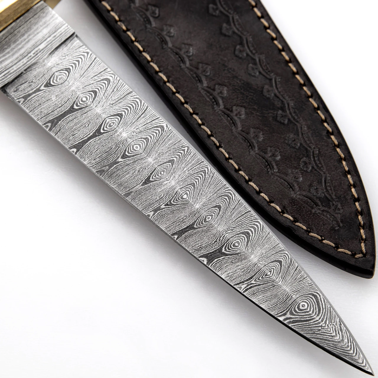 Full Damascus Steel Commando Knife | Pattern Welded Steel Full Tang Replica JSOC Dagger With Leather Sheath - Image 7