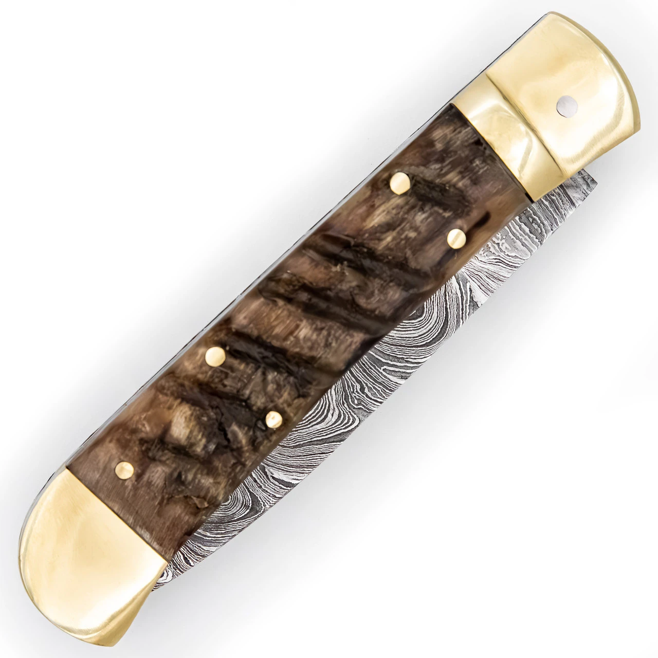 Hells Doorway Handmade Damascus Steel Automatic Lever Lock Knife - Image 2