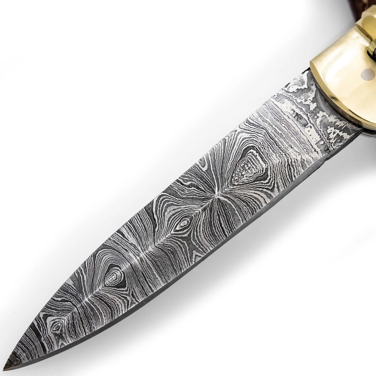 Hells Doorway Handmade Damascus Steel Automatic Lever Lock Knife - Image 4