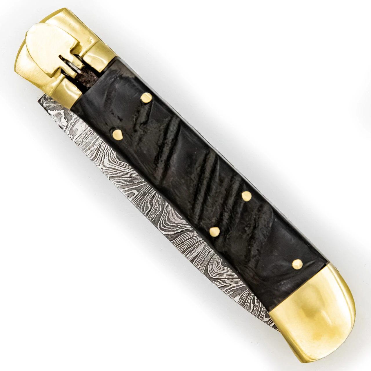 Hells Doorway Handmade Damascus Steel Automatic Lever Lock Knife - Image 7