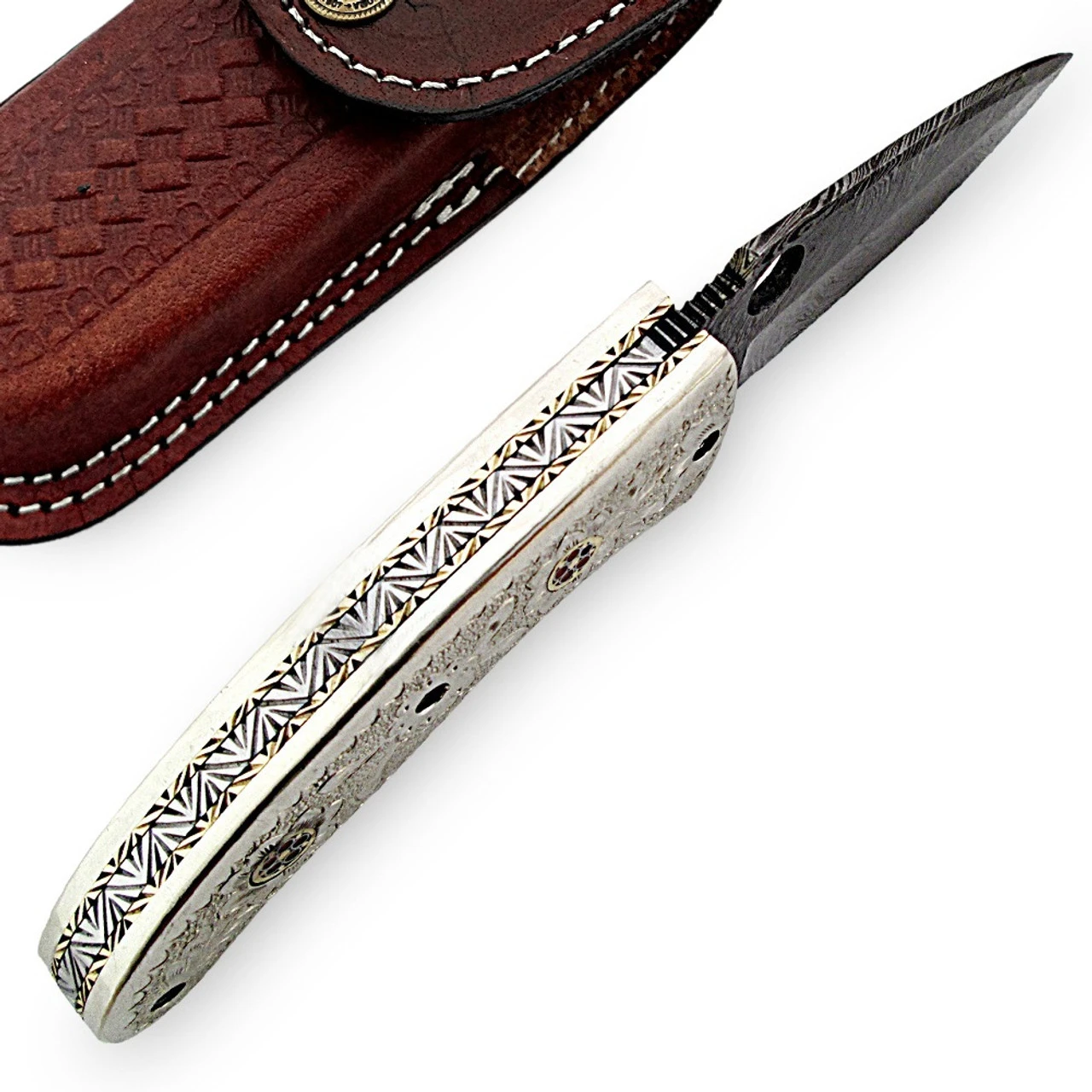 Chrysanthemum Damascus Folding Pocket Knife - Image 3