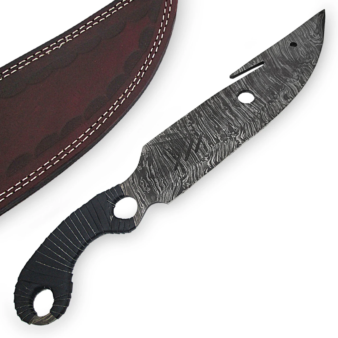 Sumatran Tiger Full Tang Damascus Steel Gut Hook Machete Hunting Knife - Image 4
