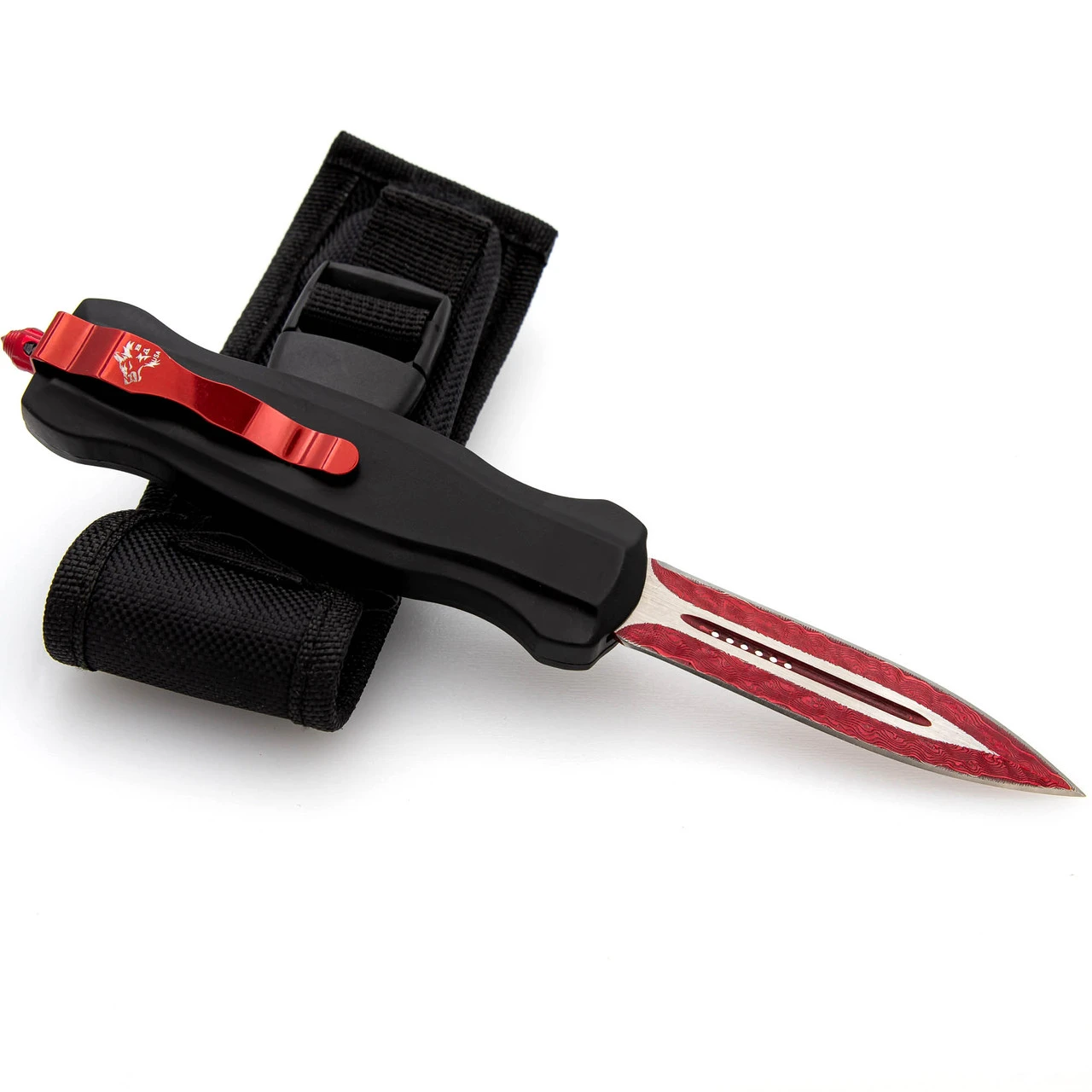 Gorgeous Nightmare Damascus Steel Dual Action Automatic OTF Pocket Knife - Image 4