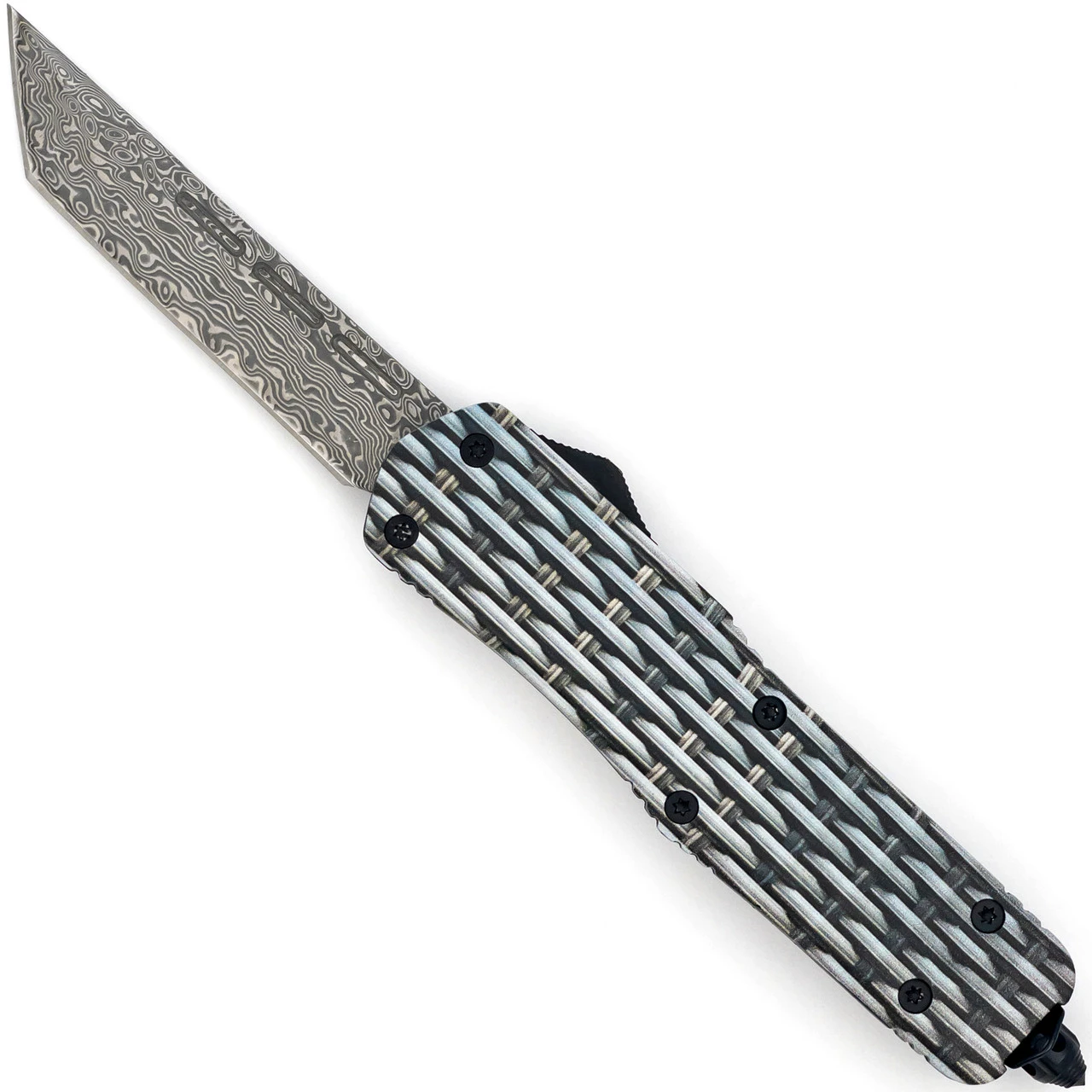 Automatic Basket Case OTF Out The Front Damascus Pocket Knife - Image 4