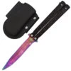 Black Butterfly Balisong Knife With Hard ABS Sheath | Drop Point Blade | Titanium Damascus Steel