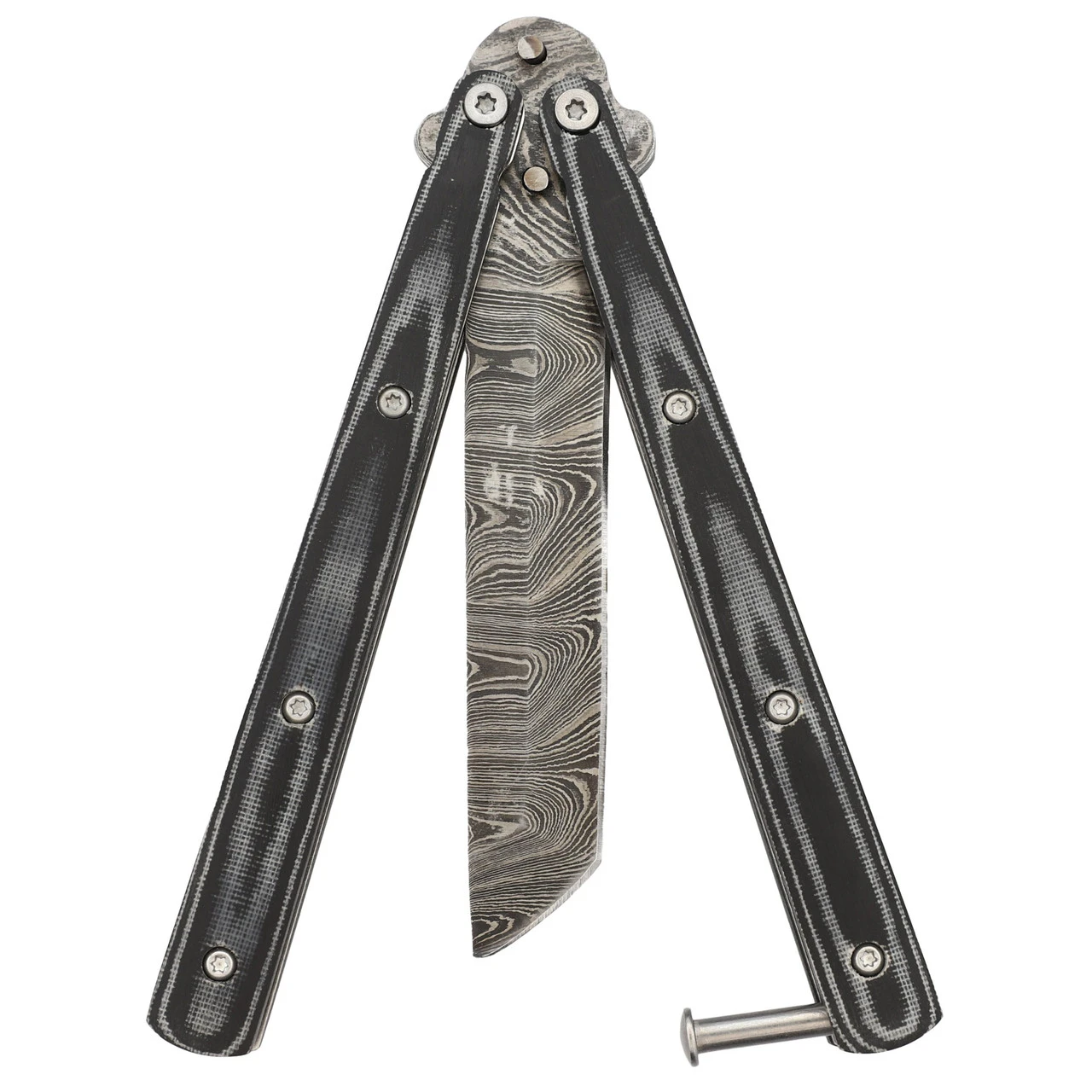 Micarta Simple Butterfly Black Knife | Damascus Steel Blade | Tanto Point - Image 3