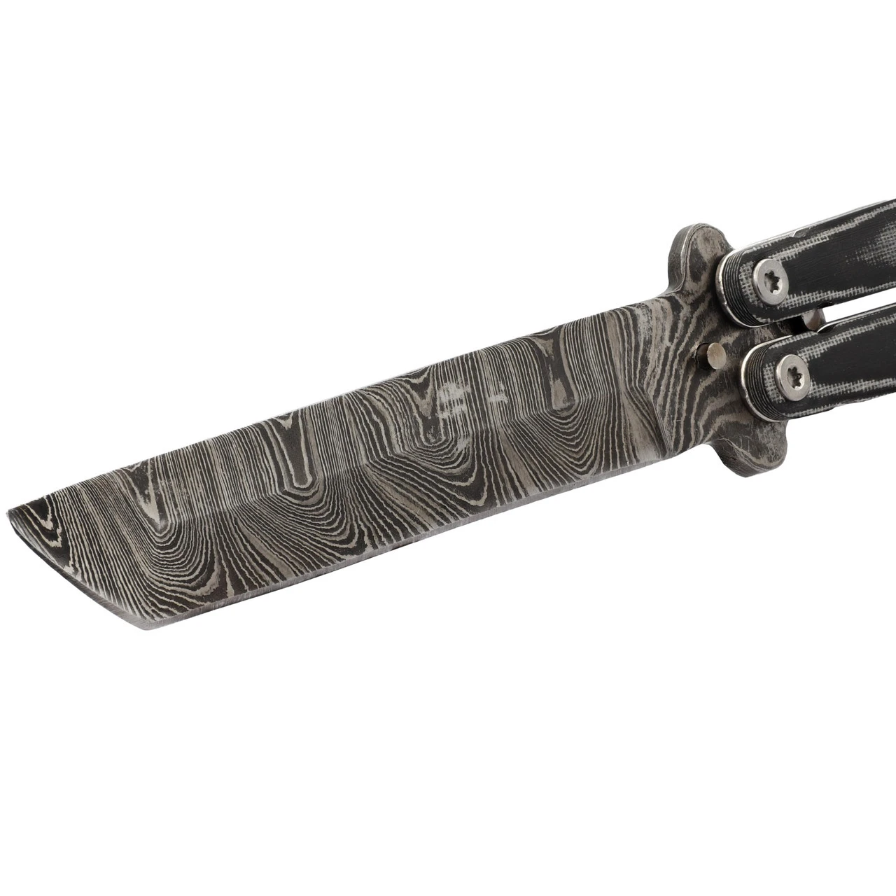 Micarta Simple Butterfly Black Knife | Damascus Steel Blade | Tanto Point - Image 2
