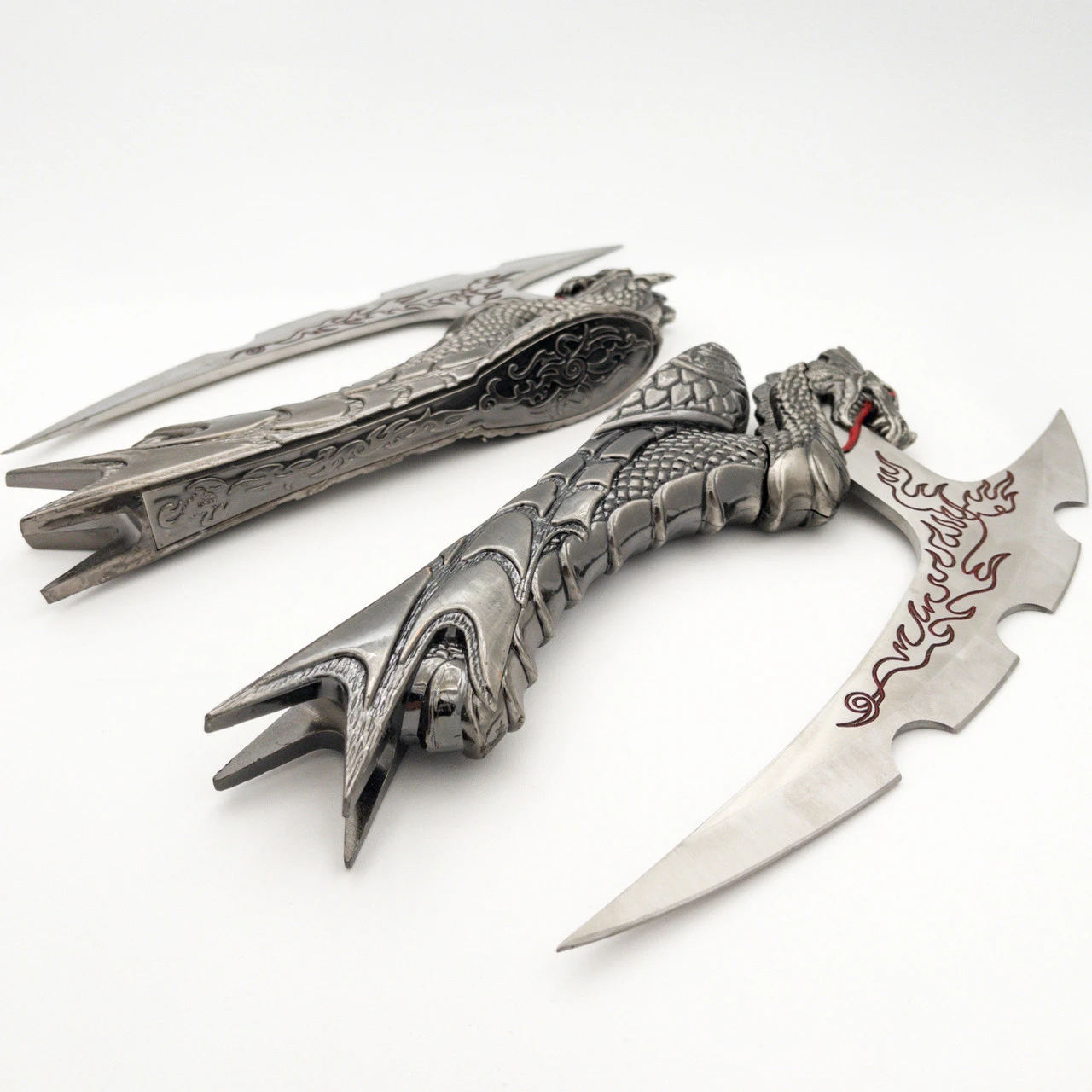 Corrupted Inferno Decorative Display Fantasy Dragon Knives Set Of 2 - Image 2
