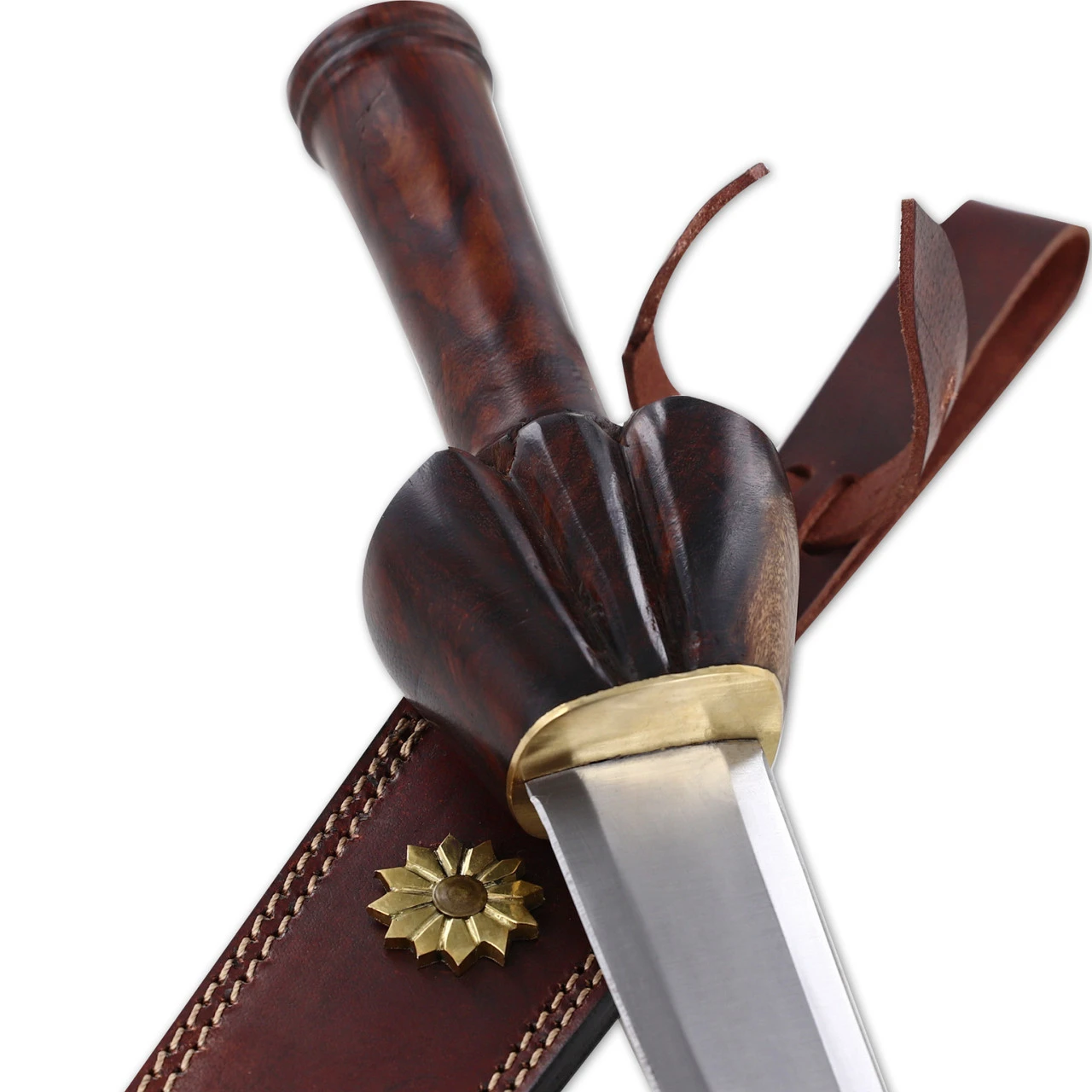 Hand Forged Medieval Style Bullock Dagger With Leather Sheath - Image 5