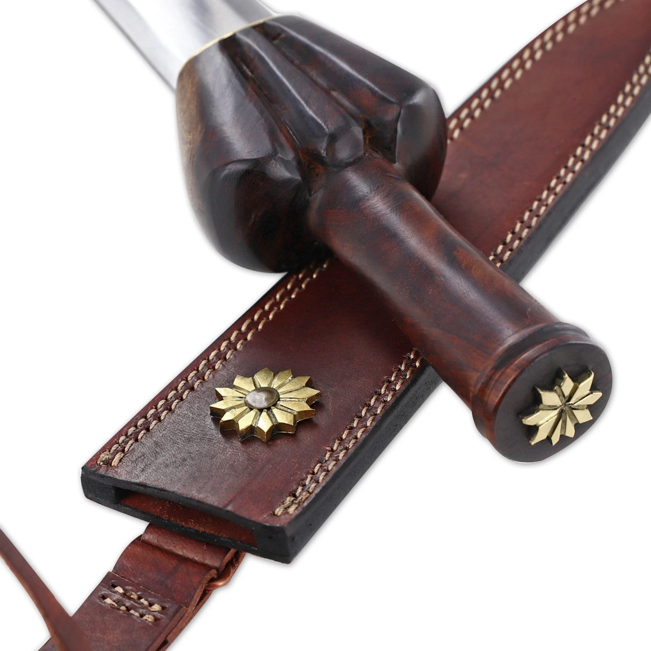 Hand Forged Medieval Style Bullock Dagger With Leather Sheath - Image 6