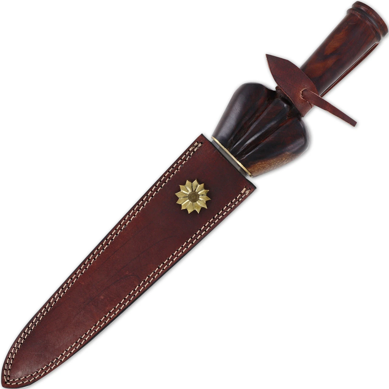 Hand Forged Medieval Style Bullock Dagger With Leather Sheath - Image 4