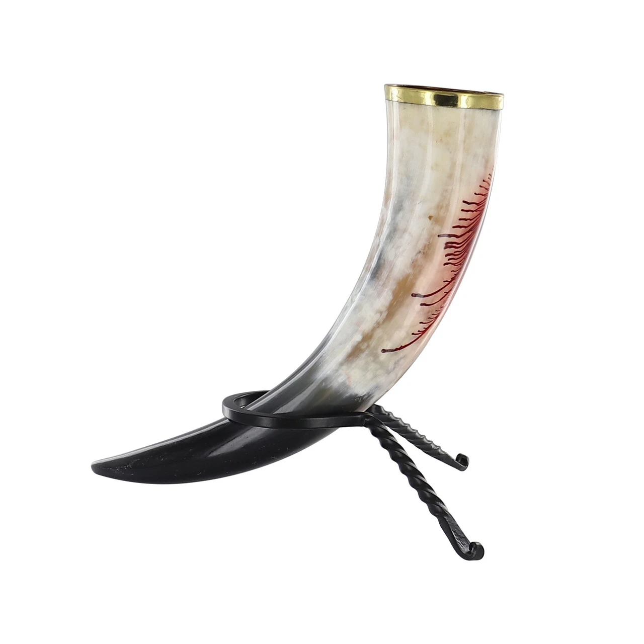 Horn Of Olaf Bloody Peacock Feather Medieval Drinking Horn - Image 4