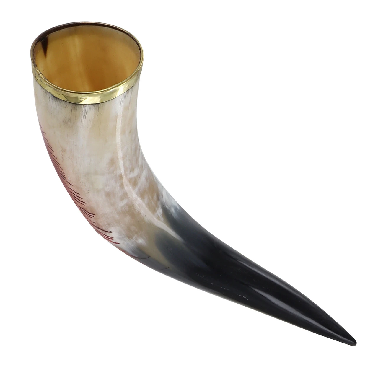 Horn Of Olaf Bloody Peacock Feather Medieval Drinking Horn - Image 2