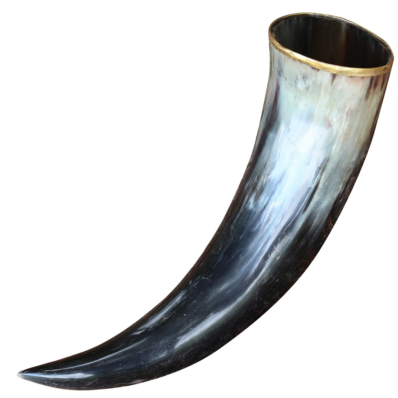 The Hooded Raven ™ Large Pure Brass Rim Drinking Horn Canvas Pouch Included - Image 6