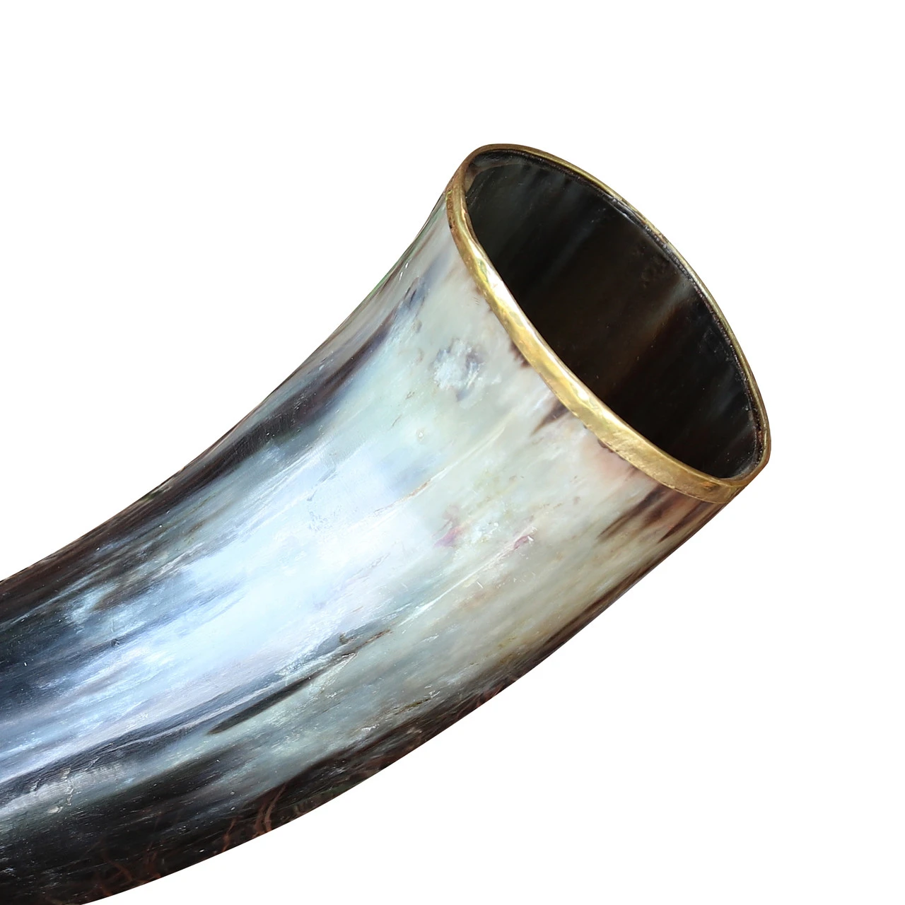The Hooded Raven ™ Large Pure Brass Rim Drinking Horn Canvas Pouch Included - Image 4
