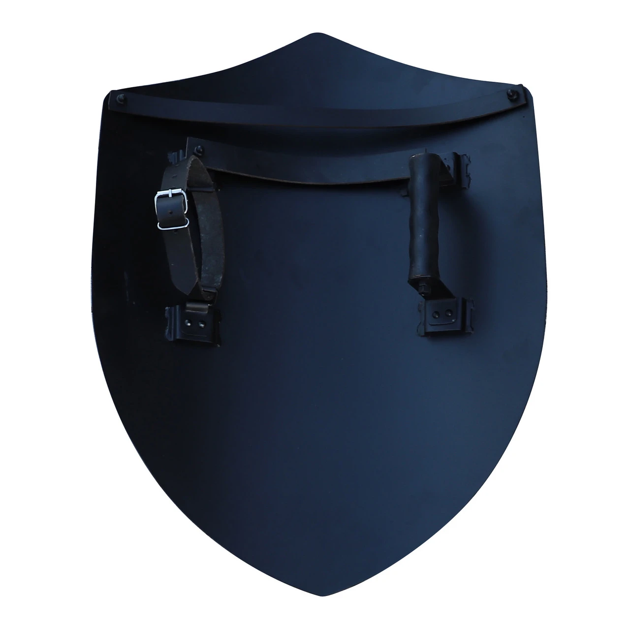 14th Century Four Point Functional Steel Matte Black Medieval Battle Shield - Image 5