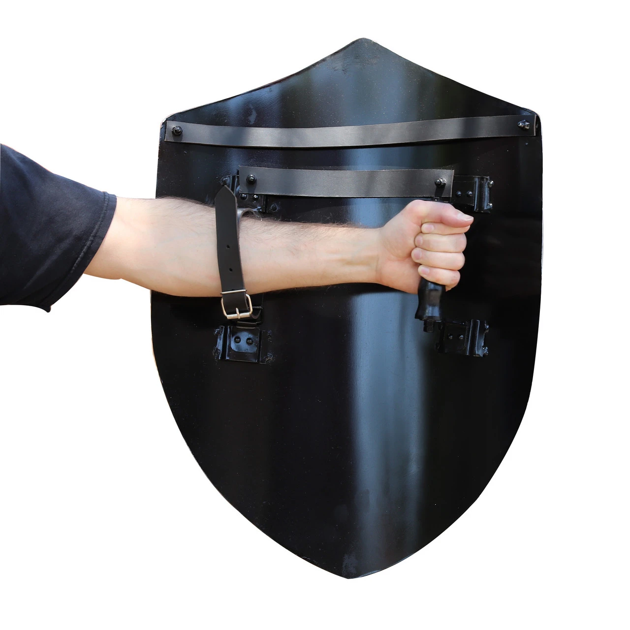 Functional 14th Century Four Point Steel Blank White Medieval Battle Shield - Image 4