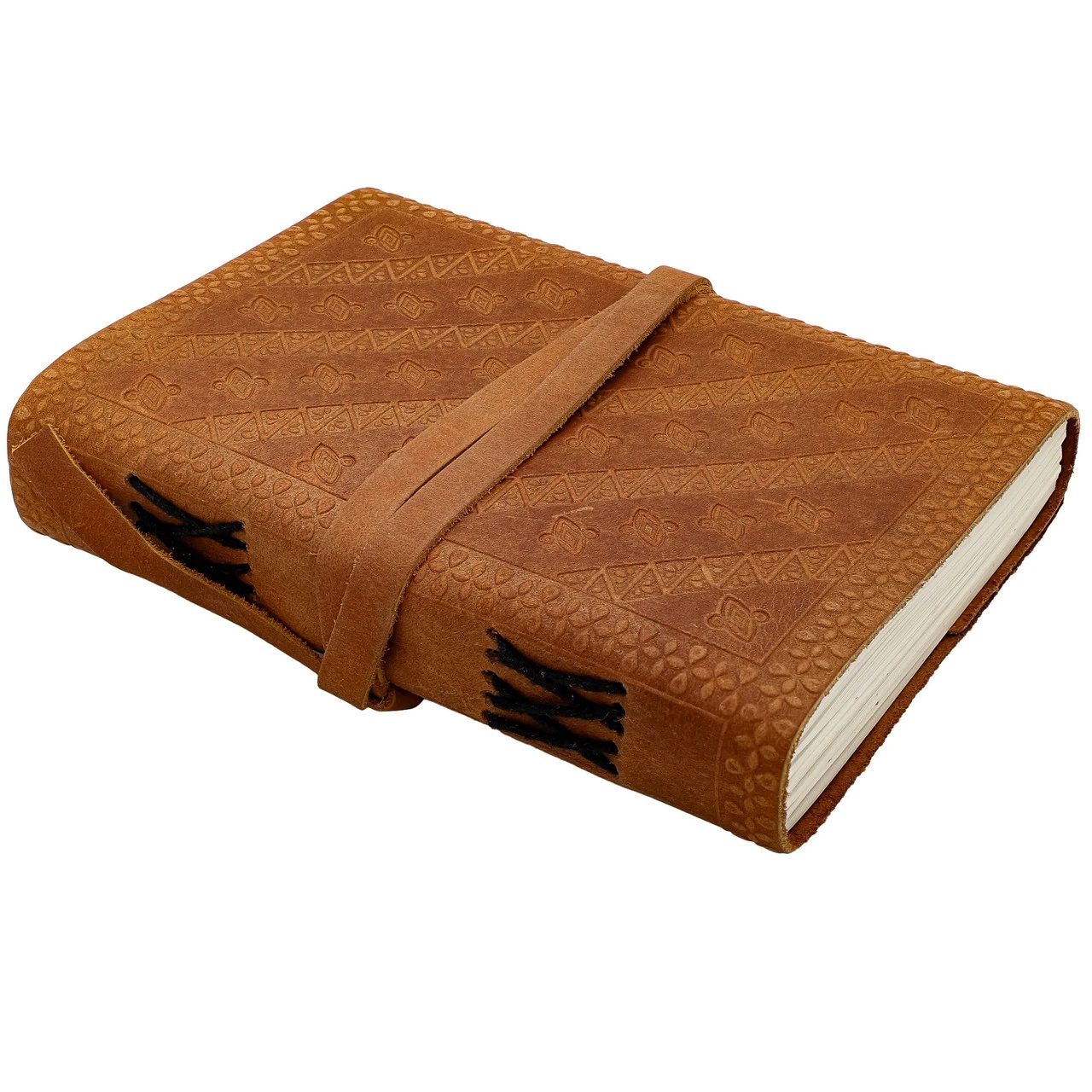 Moon Drunk Wolf & Moon Embossed Hand-Crafted Leather Notebook Sketchbook Diary Journal - Image 3