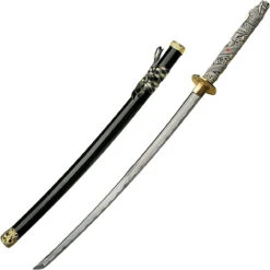 Hand-Forged Carbon Steel Samurai Sword Ornate Dragon Handle