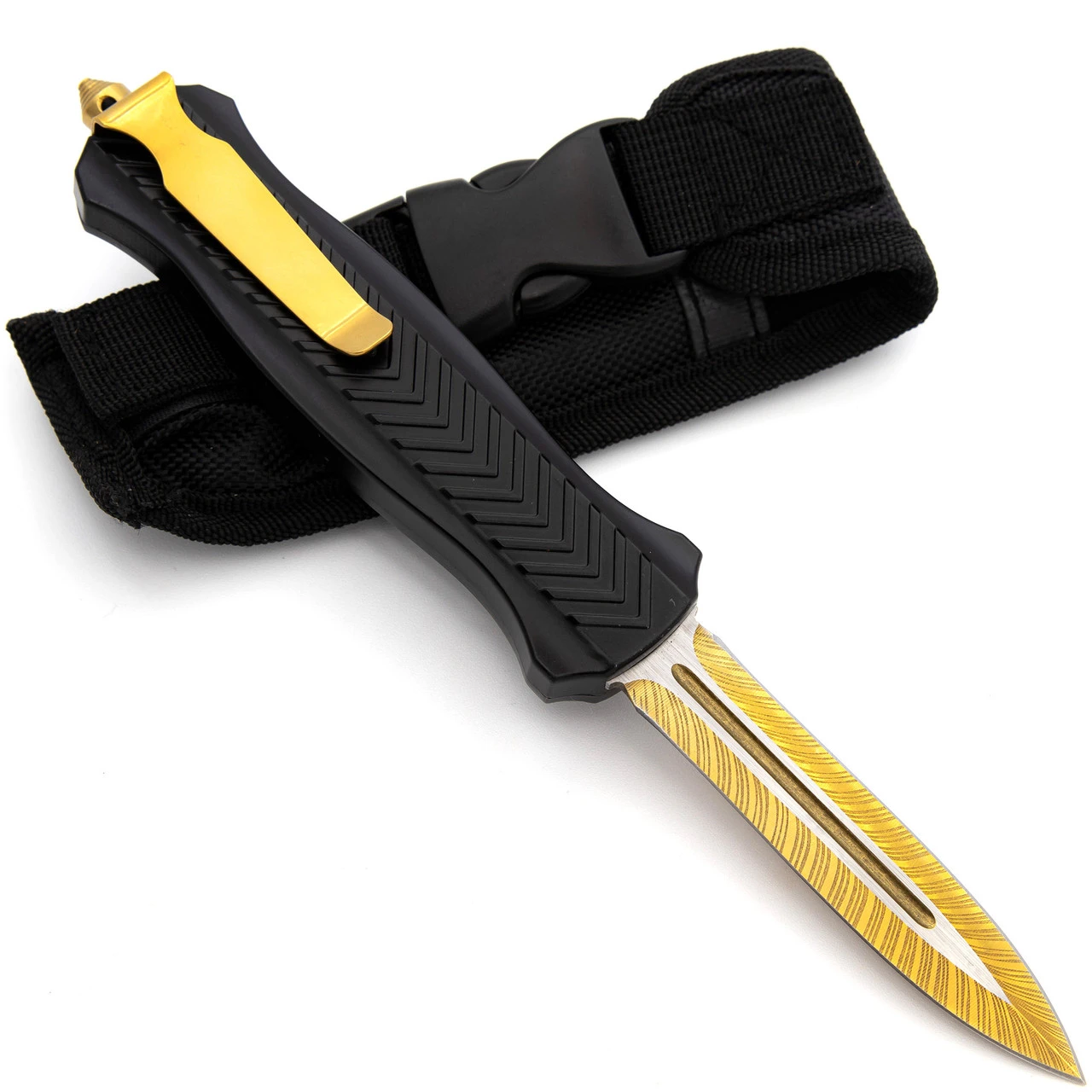 Pureblood Automatic Gold OTF Out The Front Knife - Image 2
