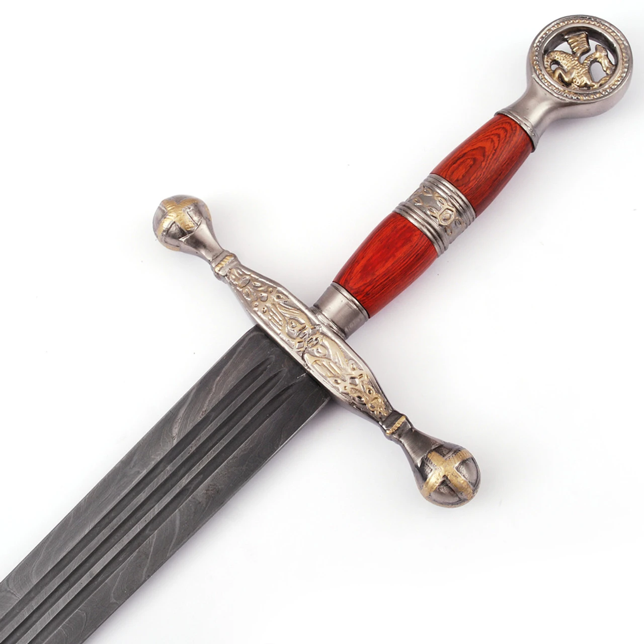 Saint George The Dragon Slayer Damascus Steel Medieval Sword - Image 5