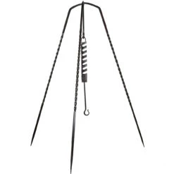 Ruler Feast Medieval Camping Outdoor Cooking Food Prep 56.5 Inch Forged Iron Tripod W/ Adjustable Pot Hook