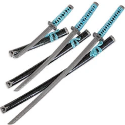 Mizuchi’s Blessing Historical Replicas | Japanese Tachi Wakizashi Aikuchi Tantō Short Sword Katana Set Of 3 Swords W/ Stand