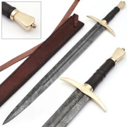 Language Of Battle Damascus Steel Viking Sword Back Sheath Included