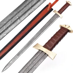 Golden High Strike Damascus Steel Battle Viking Sword